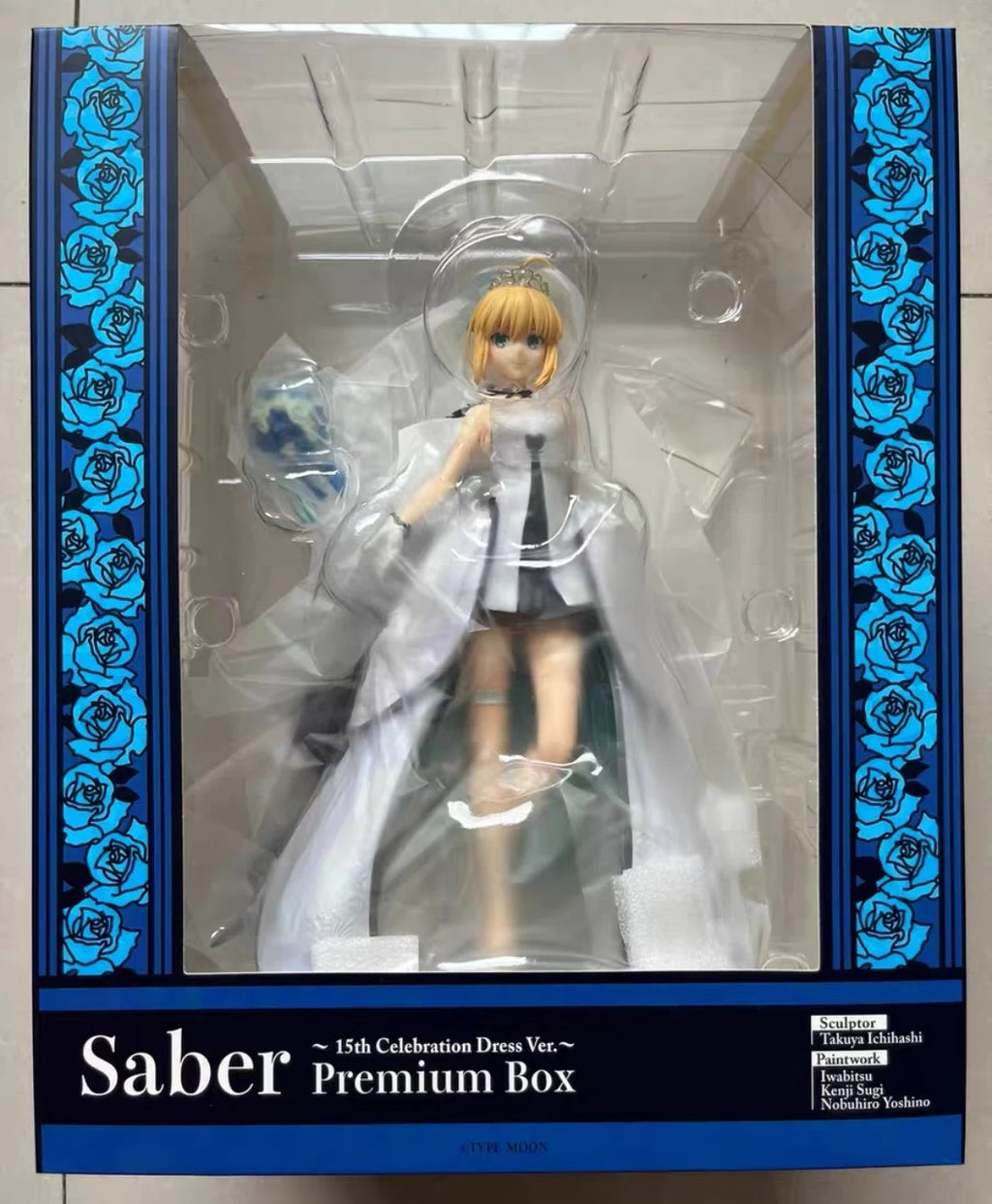 Original Brand New GSC Fate Saber Artoria 15th Anniversary Dress Version Action Figure Model Statue Gift Anime Figure