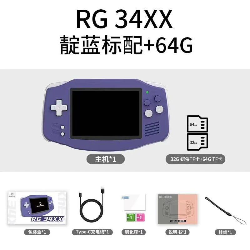 Anbernic Rg 34xx Tragbare Retro-Handheld-Konsole 3,4-Zoll-IPS Vollansicht GBA Nostalgic
