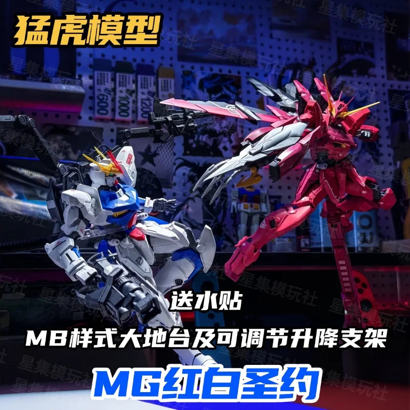 MG RGX-00 1/100 White & Red Testament Assembly Model Kit Action Figure Anime Mecha Toy With Water Decal & Display Base Boy Gift