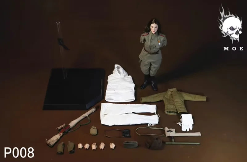 In Stock MOETOYS P008 1/6 Scale Soviet Assault Female Officer Snow Sniper 12'' Full Set Collectible Action Figure Model Dolls