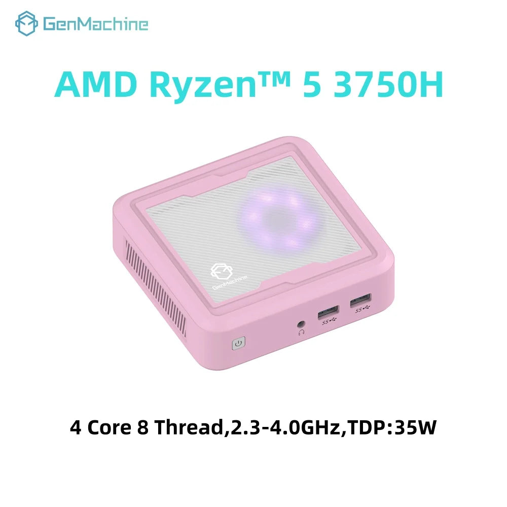 GenMachine New Mini PC AMD 3750H 16GB+256GB CPU Windows 11 Ryzen DDR4 USB WIFI 5 1000M AMD NUC Gaming Diy Gaming Computer Ordena