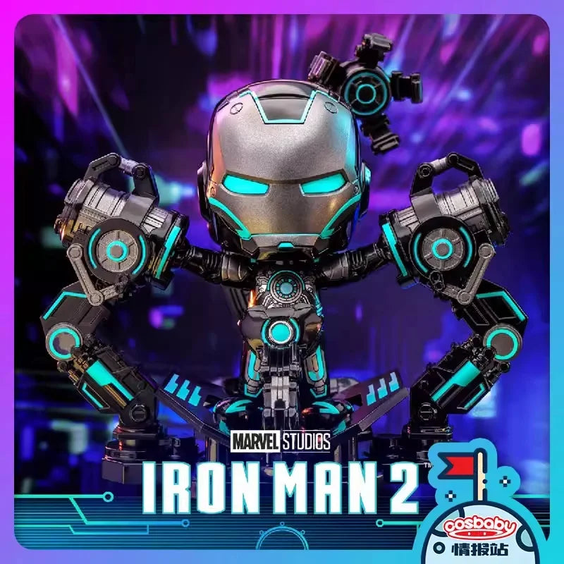 HotToys Iron Man 2 Neon Tech Version Iron Man Cosbaby Mini Collectible Figure With Docking Station For Marvel Movie Collectors
