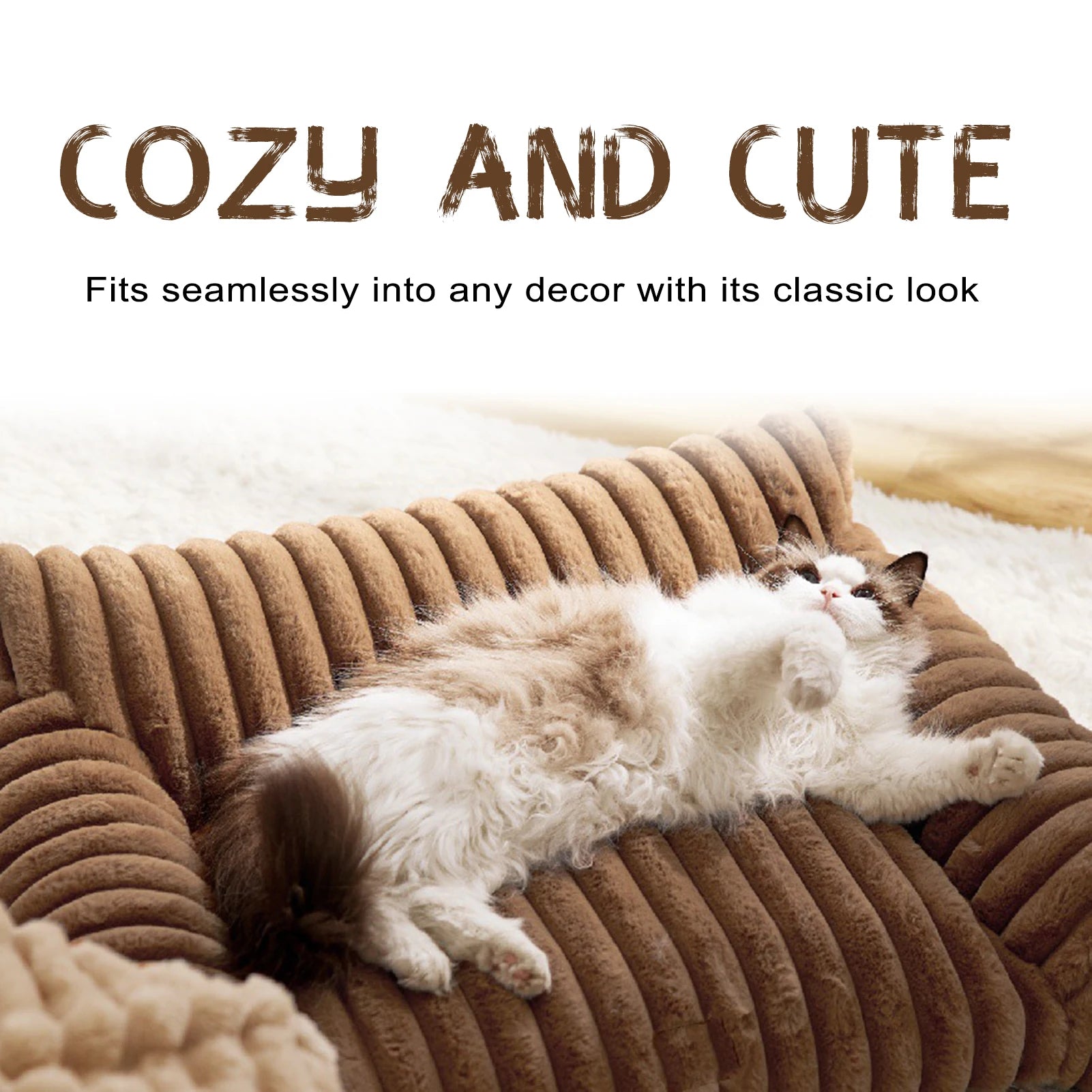 Cat Couch Bed Cute Pet Bed for Small Medium Large Cats Dogs Fluffy Sofa Bed for Pet Indoor with Non-Slip Bottom & Washable Cover