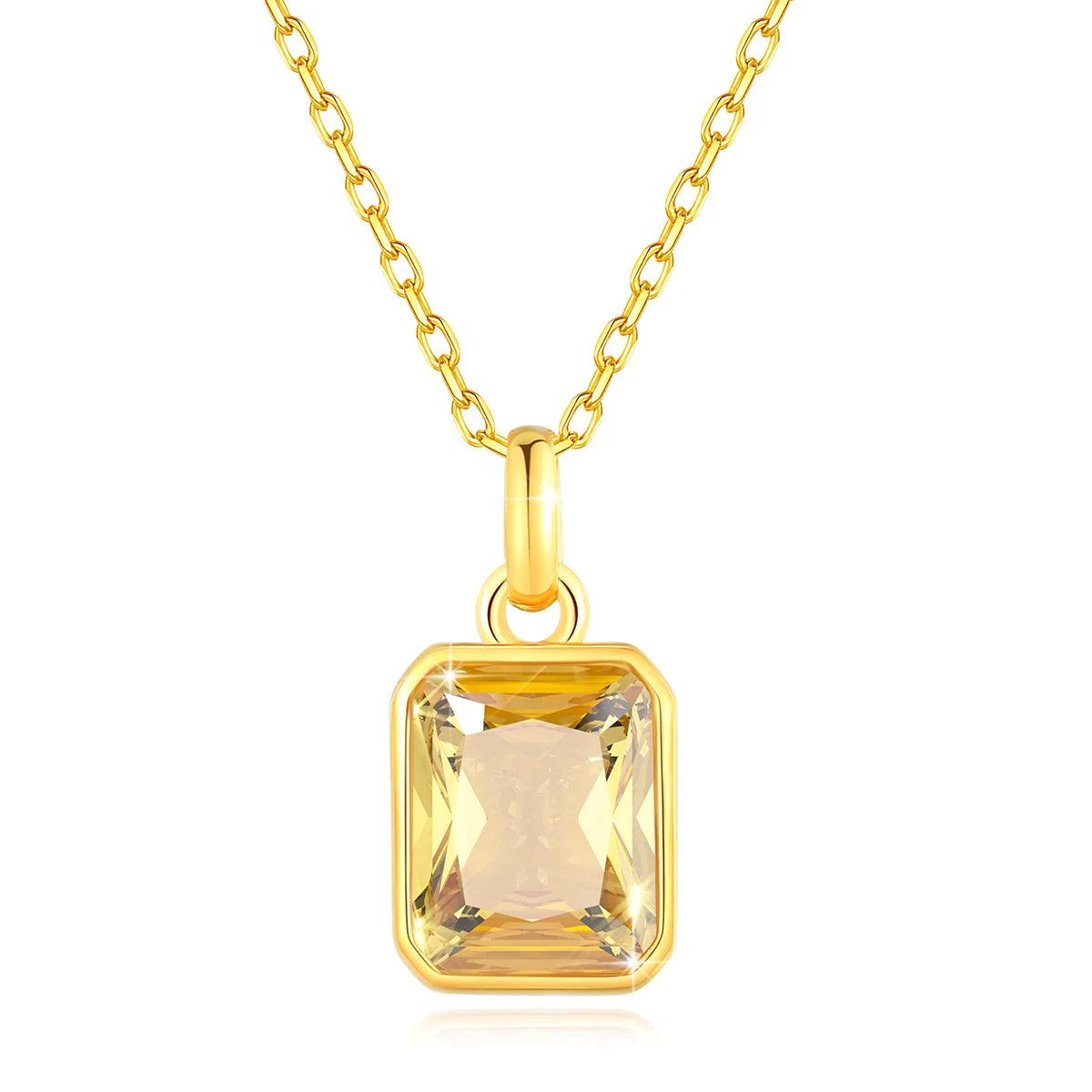 Szjinao 100% Echt 18k Gold Halskette Für Frauen 8*10mm Gelb Stein Rechteck Mit Zertifikat AU750 K gold Anhänger Hochzeit Geschenk