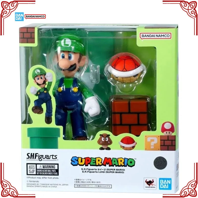 In Stock Genuine Bandai Super Mario Model Kit SHF Luigi Anime Action Figure Collection Finished Model Boys Toys Birthday Gifts