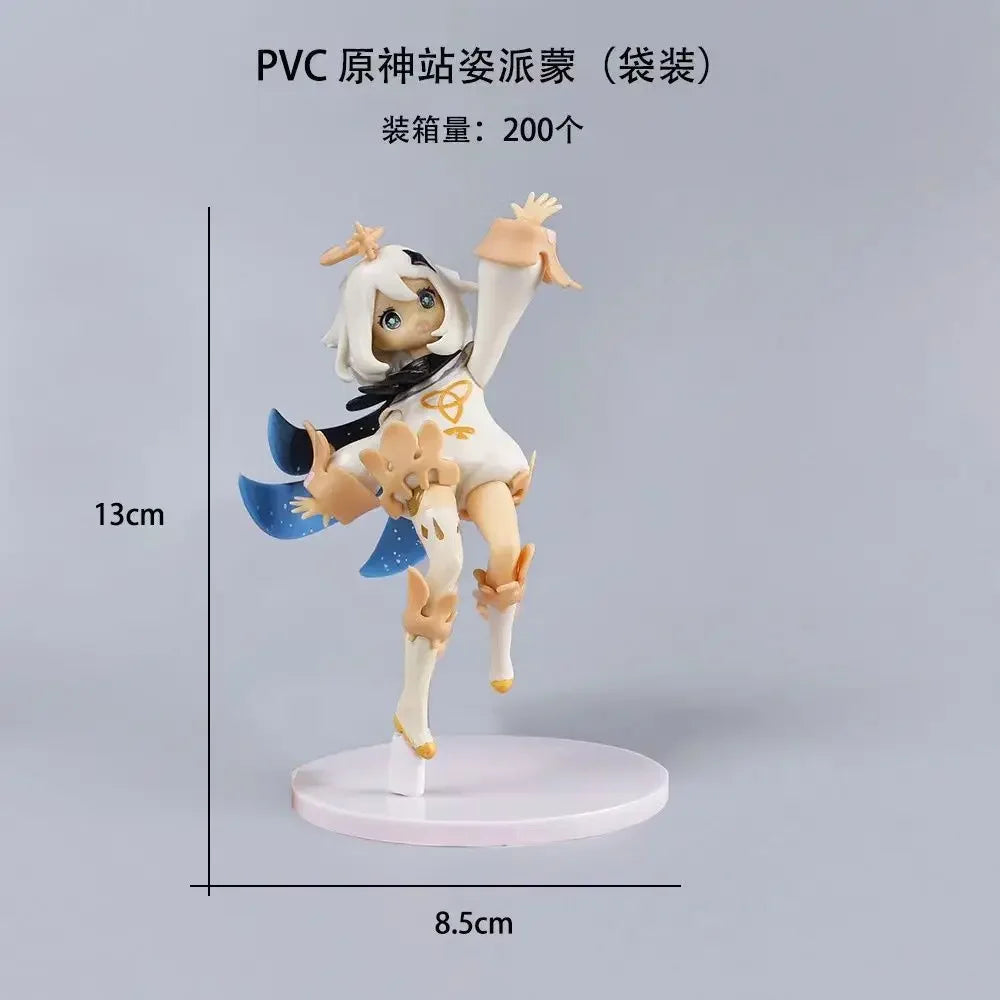 New Hot Game Genshin Impact Anime Figures Paimeng Hand Office Peripheral Q Version Anime Series Pretty Girl Pvc Model Toys Gift