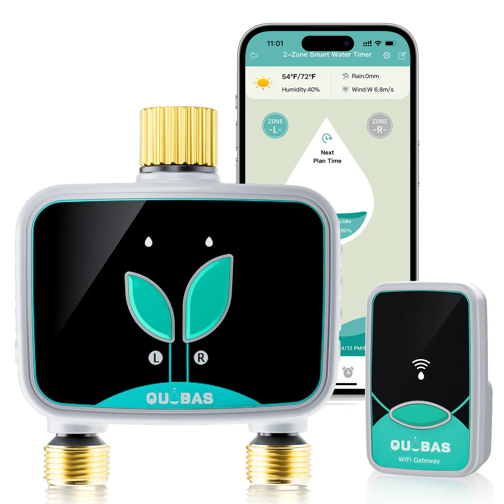 2-Zone Smart Water Timer for Garden Hose with APP Remote Control, Manual Watering, Rain Delay Watering, for Lawn, Garden