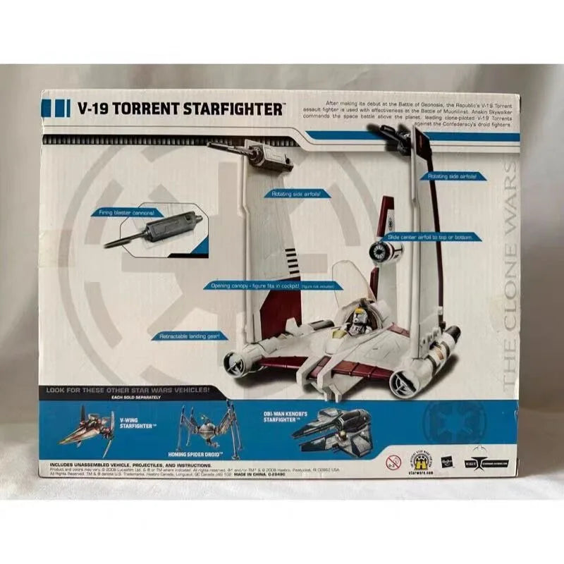 【Hot Sales】Original Hasbro Star Wars THE CLONE WARS V-19 TORRENT STARFIGHTER Anime Figure Toy Model Collection