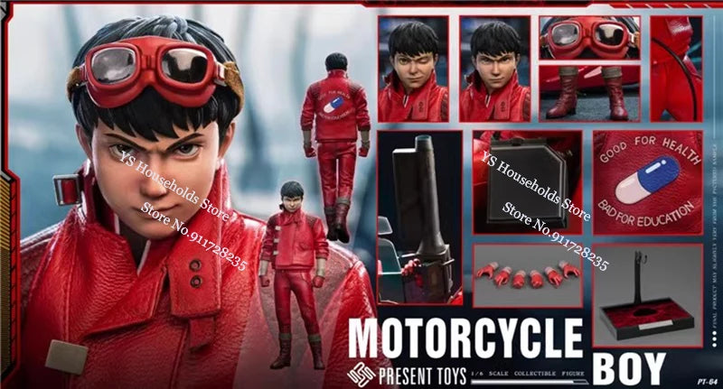 PT-sp64 1/6 Motorcycle Boy Action Figure Red Leather Jacket Pants Design 12inch Full Set PRESENT TOYS Man Soldier Model Gift
