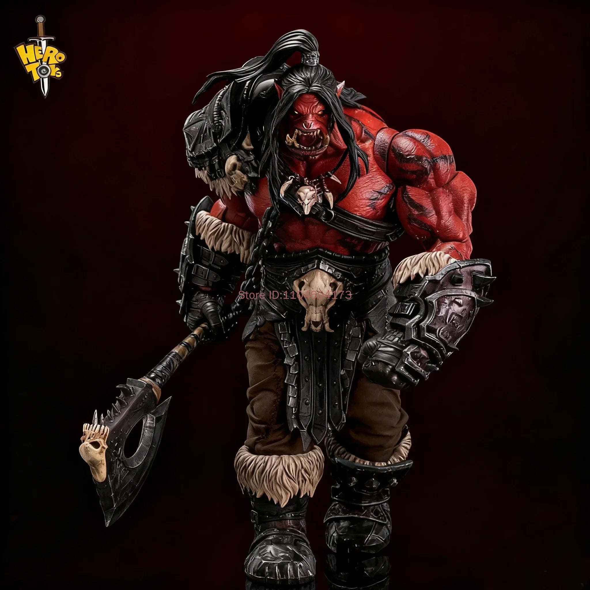 Hero Toys Grommash Hellscream Orc Tribe Chieftain Action Figure Fel Energy Warrior Posable Collectible for Fantasy Fans