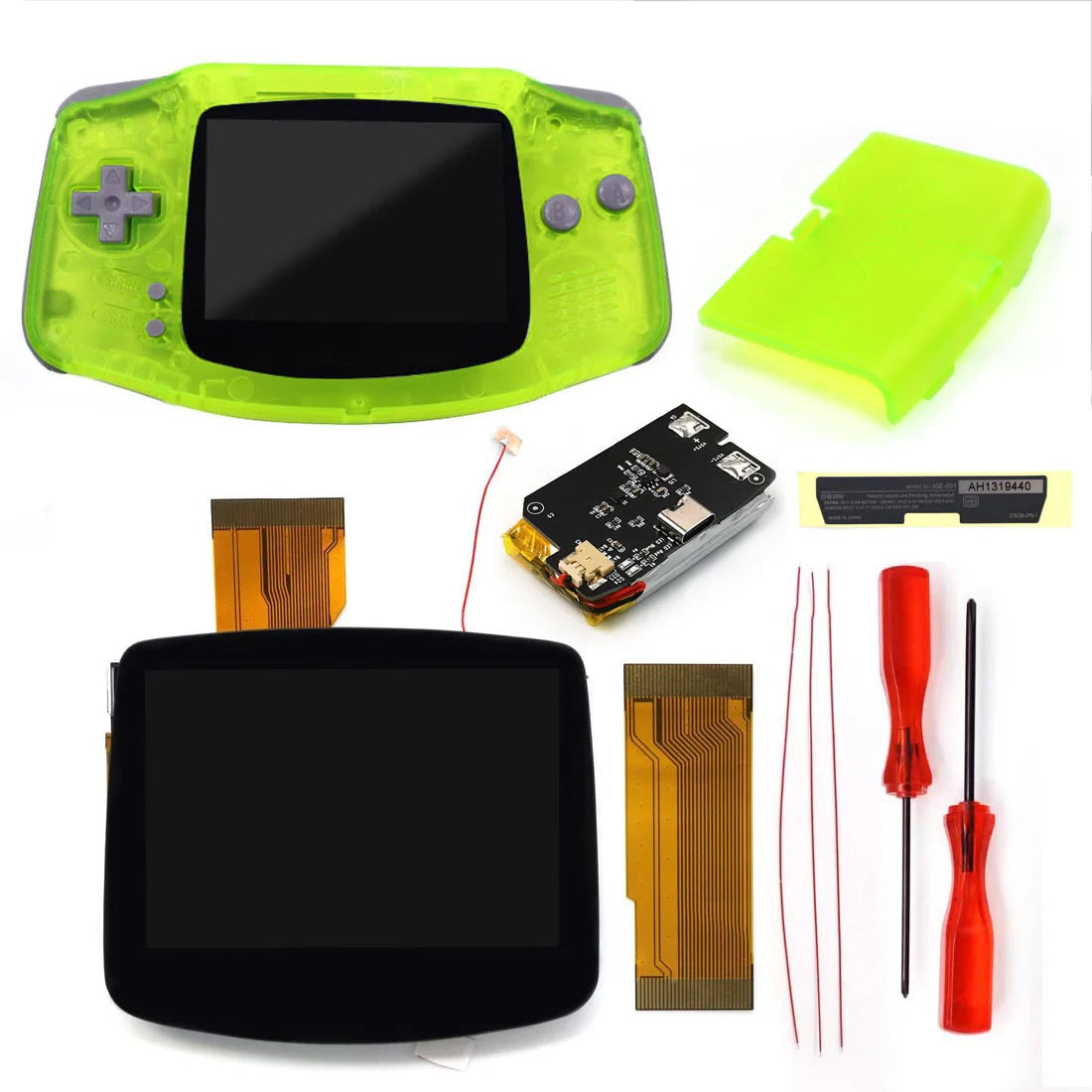 GBA V5 Laminated IPS LCD Backlight KIT Built-In Rechargeable 1800mAh Lithium Battery Type-c Port For Gameboy Adavance GBA Shell