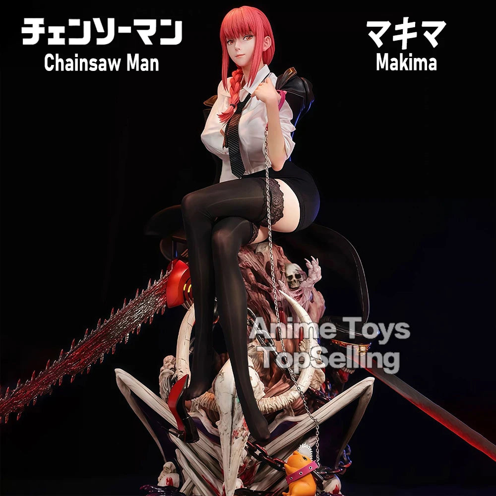 46cm/18.11in Anime Chainsaw Man Figure Makima Action Figures Pvc Statue Desktop Ornamen Collection Model Toys Gifts