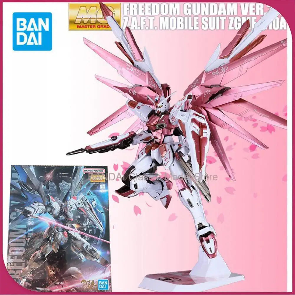 Bandai Freedom Gundam Action Figure MG Pink Sakura 2.0 Freedom Gundam Model Kit Toy Paint Modification Action & Toy Figures