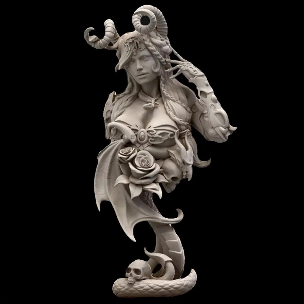 1/10 Love & HATE, Horned Magic Girl, Sexy girl, Resin Model figure Bust, GK, Fantasy genre, Unassembled and unpainted kit