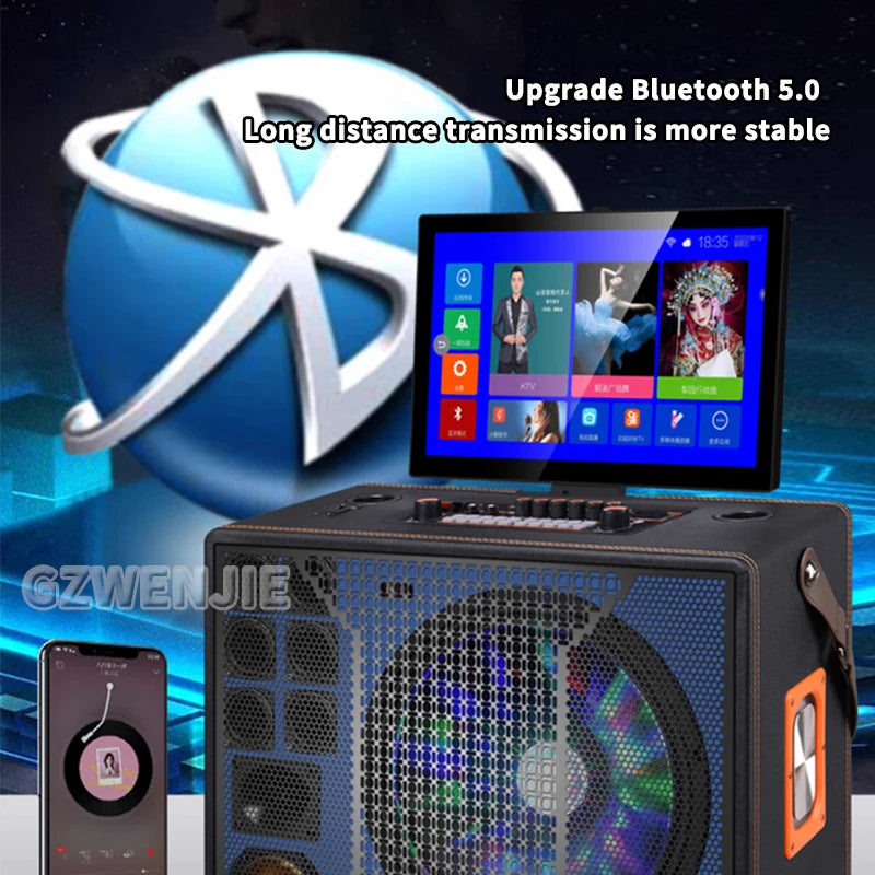 12500MAH Bluetooth Speaker Home Video Karaoke Speaker Outdoor Lever Square Dance With Display Screen High-Volume Subwoofer