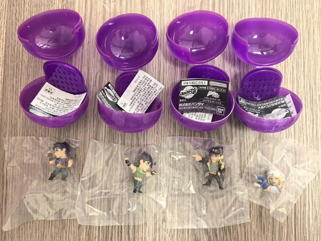 Bandai Original 4pcs Gashapon Jojo'S Bizarre Adventure Toys Joseph Joestar Jotaro Kujo Mini Toy Collectible Model Ornaments