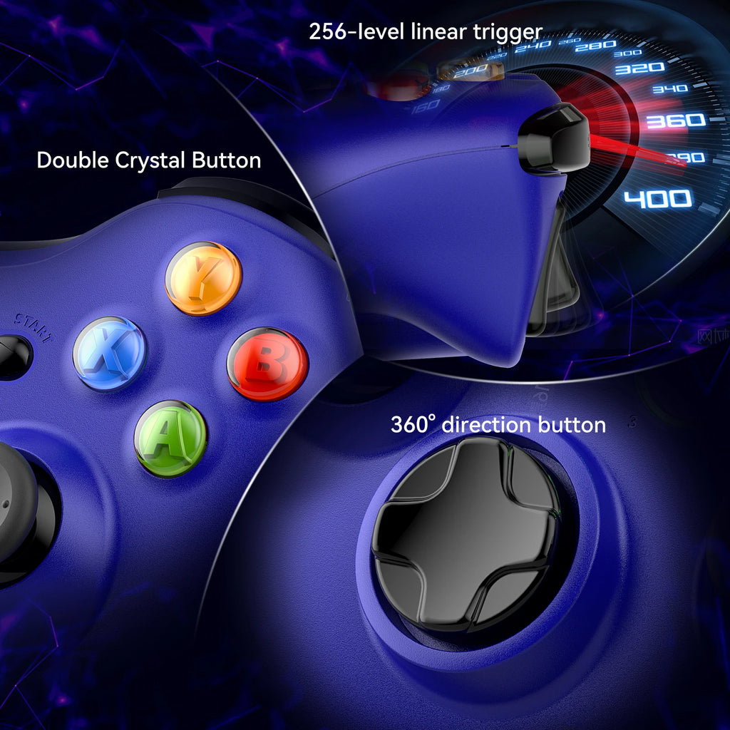 Wireless Controller Compatible Xbox 360 2.4GHZ Gamepad Joystick For Xbox 360 and PC Windows 7,8,10,11 with 6-axis Dual Vibration