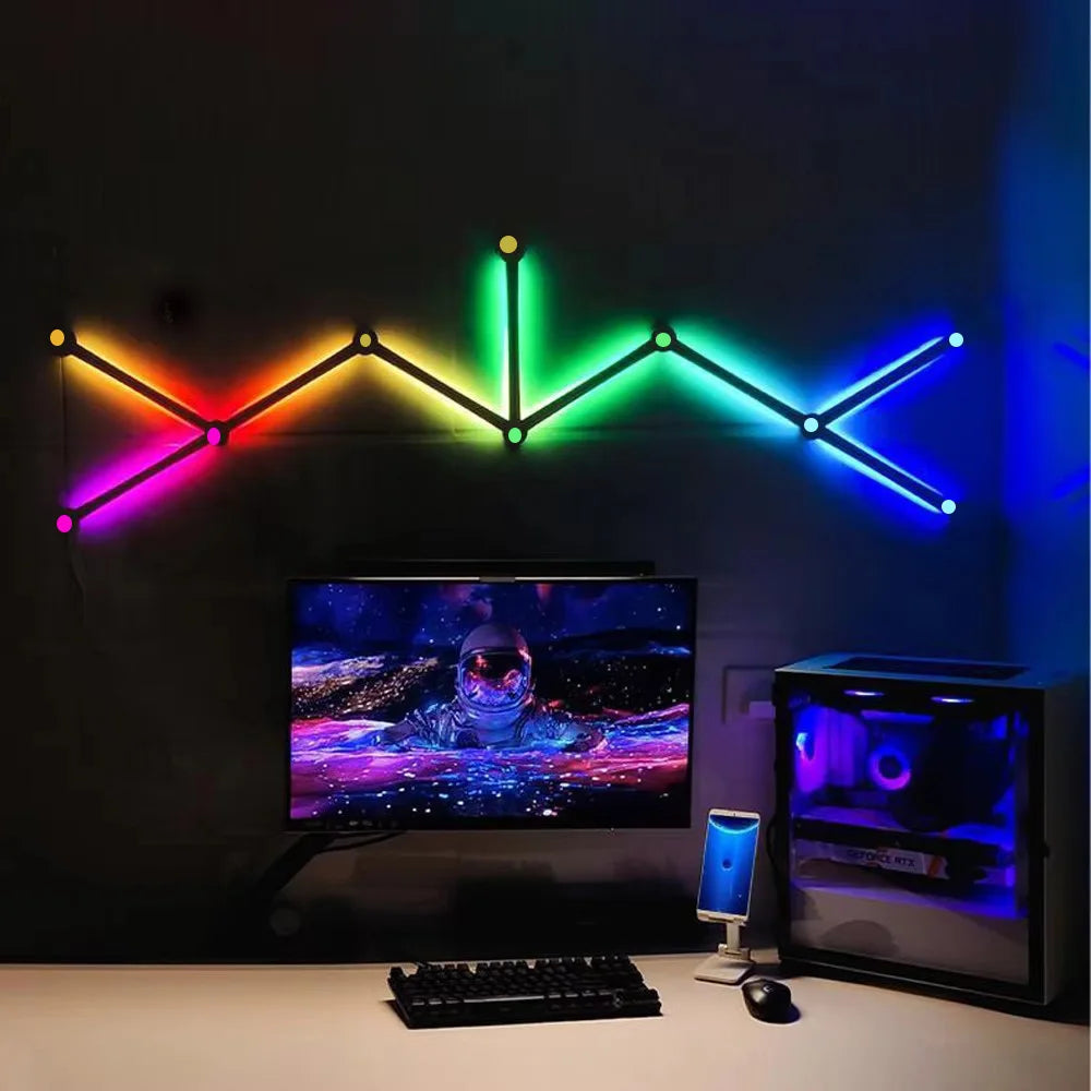 WIFI RGB Wall Light Bar RGBIC LED Light Smart Gaming Lights Works with Alexa and Google Assistant LED Wall Lights for Bedroom