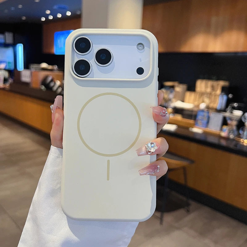 For Magsafe Magnetic Wireless Charging Luxury Solid Color Liquid Silicone Phone Case For iPhone 17 Pro Max Air Bumper Back Cover