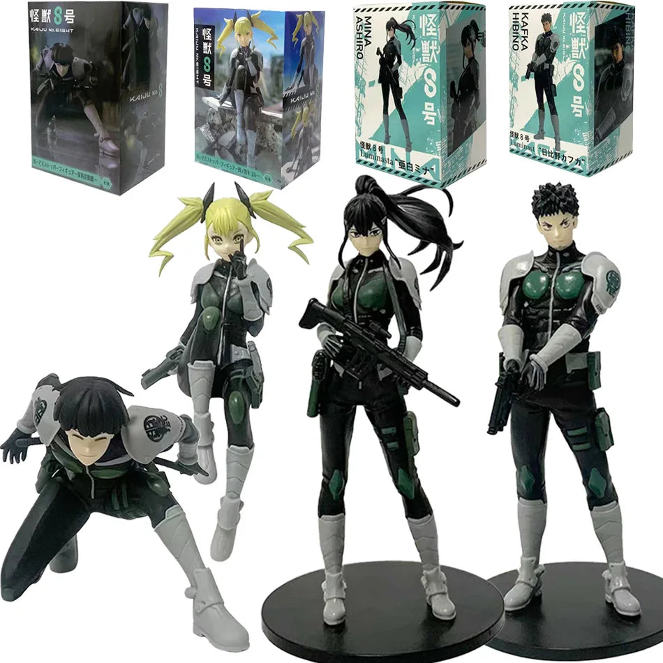 In Stock 1-4PCS Amine Kaiju No. 8 Figure Kafka Hibino Mina Ashiro Skeleton Creative PVC Model Toys Kids Action Statue Doll Gift
