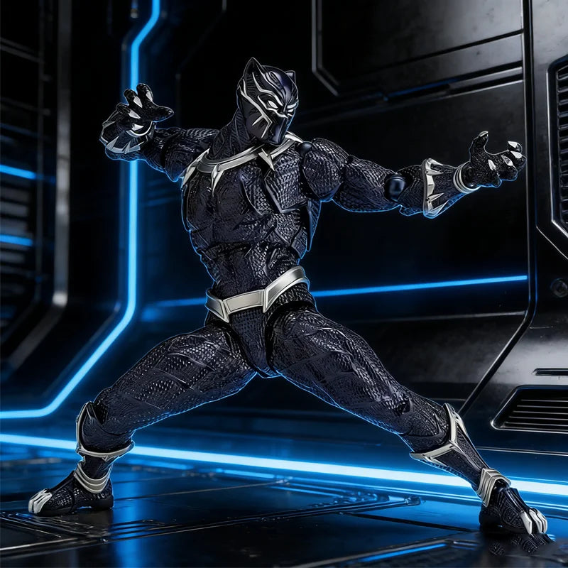 【New Version】3.0 Black Panther Anime Articulated Action Figure - Desktop Decoration Ornament Birthday Gift For Boys Scene Prop