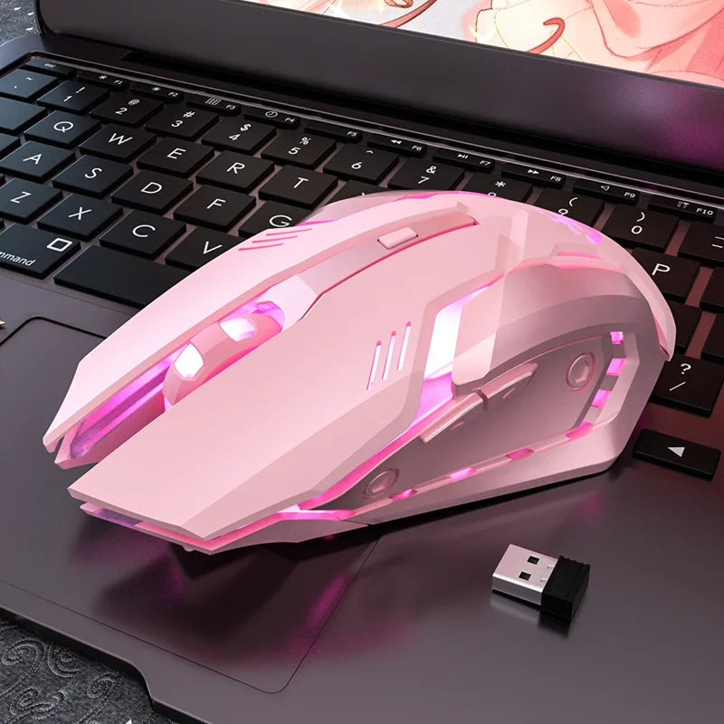 Gaming-Maus mit Stummschaltung, niedliche RGB-Gamer-Mäuse mit 6 Tasten, optische Büro-Computermaus für Desktop-Laptop, ergonomische Spielmaus