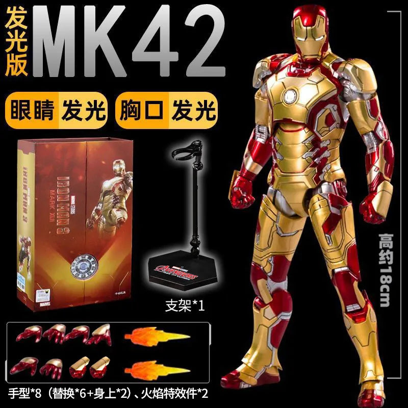 Marvel War Machine MK1 to MK43 movable model luminous Iron Man Hulkbuster armor Whiplash Titanium King New Year Birthday gift
