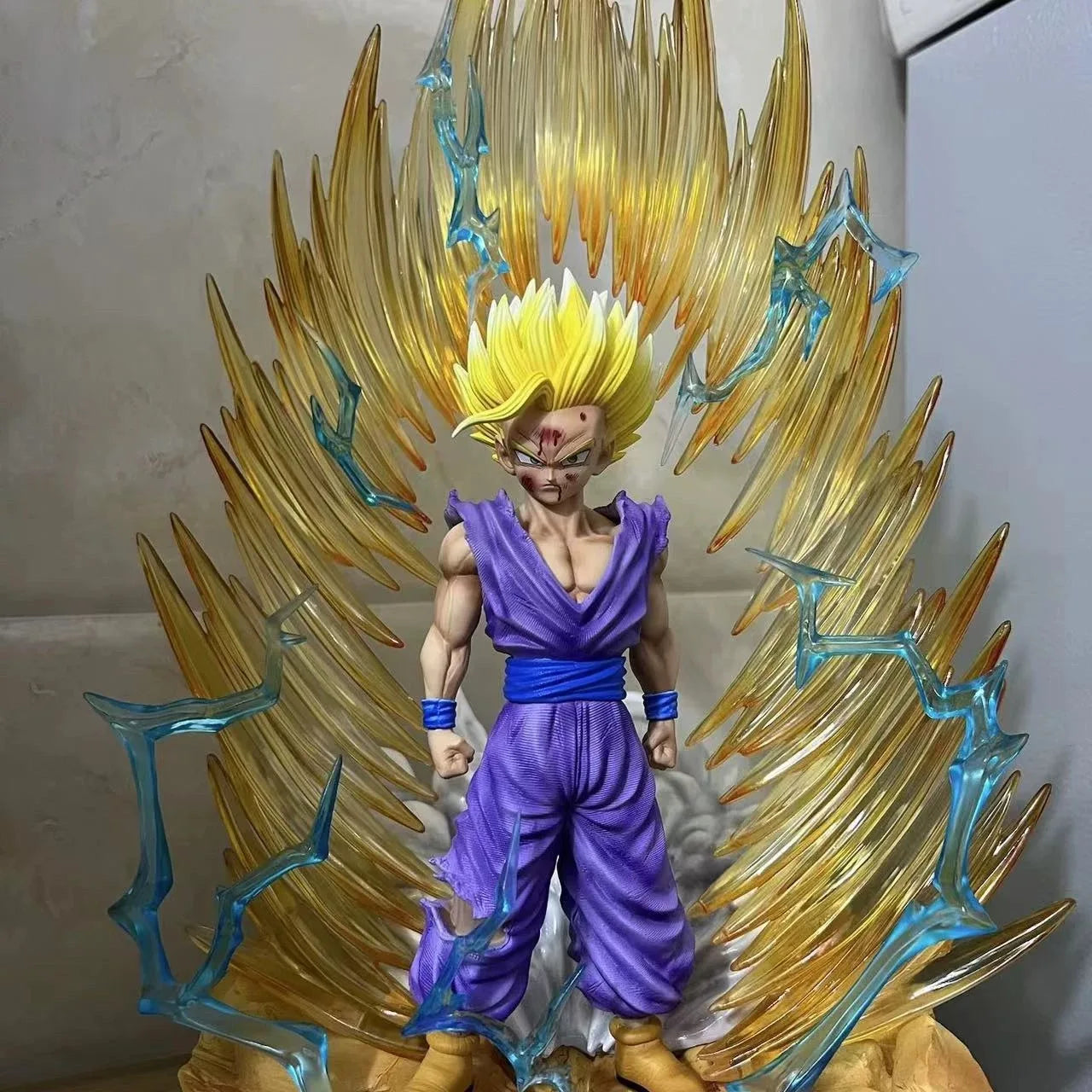 Dragon Ball Son Gohan Anime Figuren Super Saiyajin 2 Figur Leuchtende Statue Austauschbarer Kopf Handmodell Fans Geburtstagsgeschenke Spielzeug