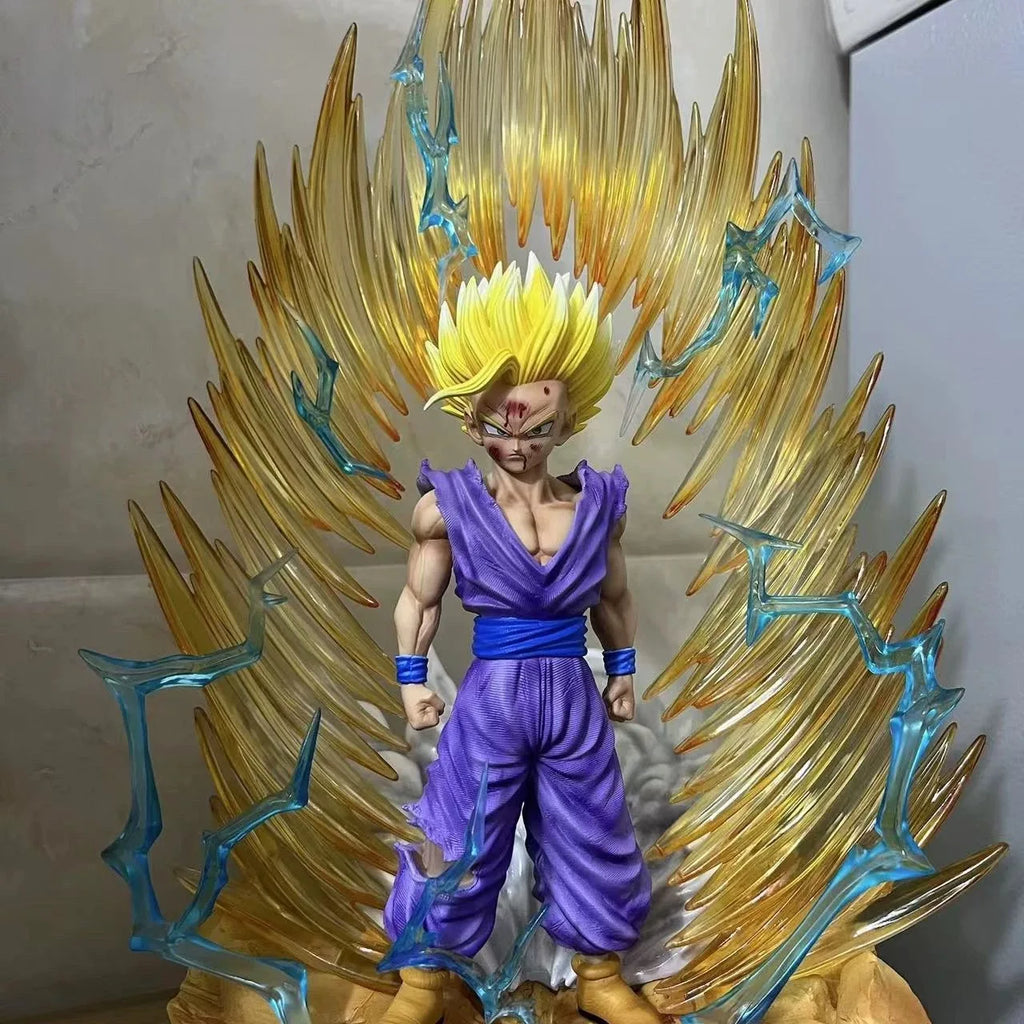 Dragon Ball Son Gohan Anime Figuren Super Saiyajin 2 Figur Leuchtende Statue Austauschbarer Kopf Handmodell Fans Geburtstagsgeschenke Spielzeug