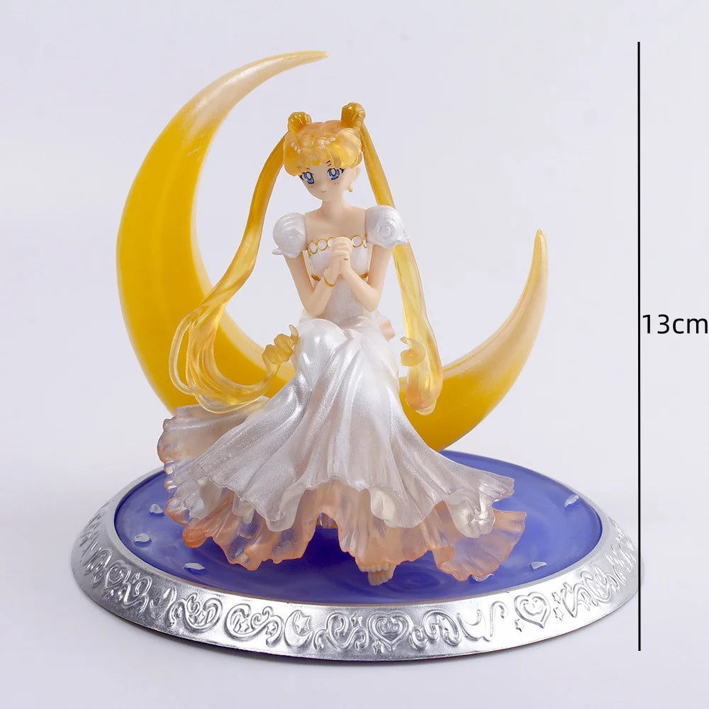 Sailor Moon Ornament Anime Surrounding Aesthetic Figure Model Glowing Night Light Room Desktop Decoration Cute Toy Children Gift