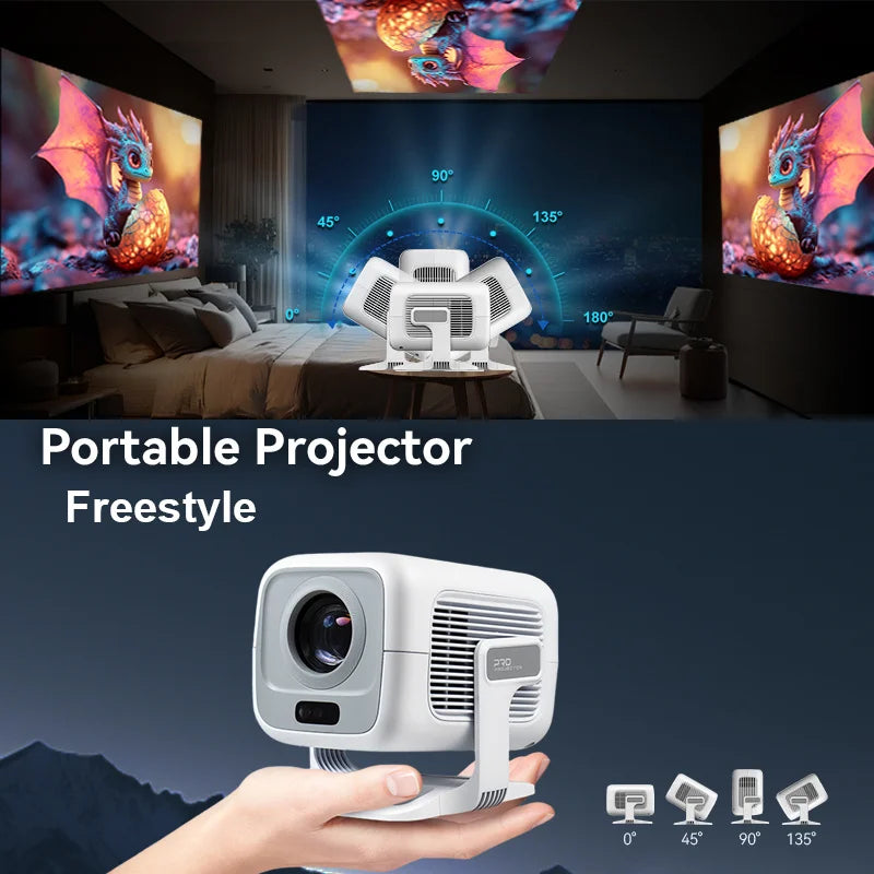 HUAWEISHI 4K Projector Android Native Portable 1080P Auto Focus 600ANSI Video home Cinema Outdoor hd led Projetor