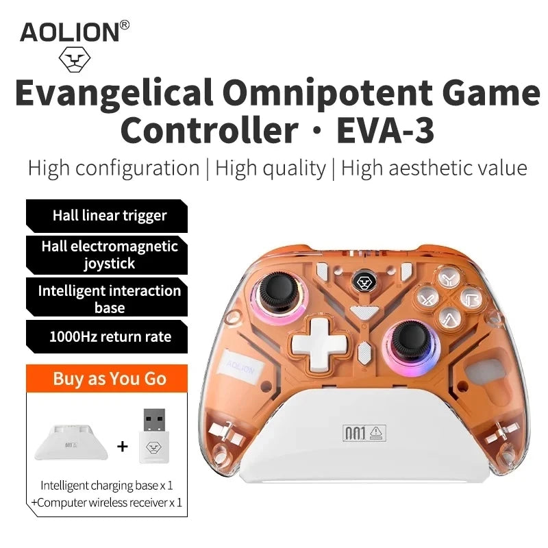 Aolion K10 Gaming Controller With Charging Dock RGB Wireless Gamepad Hall Effect Joystick Trigger For Switch/PC/Phone/Switch 2