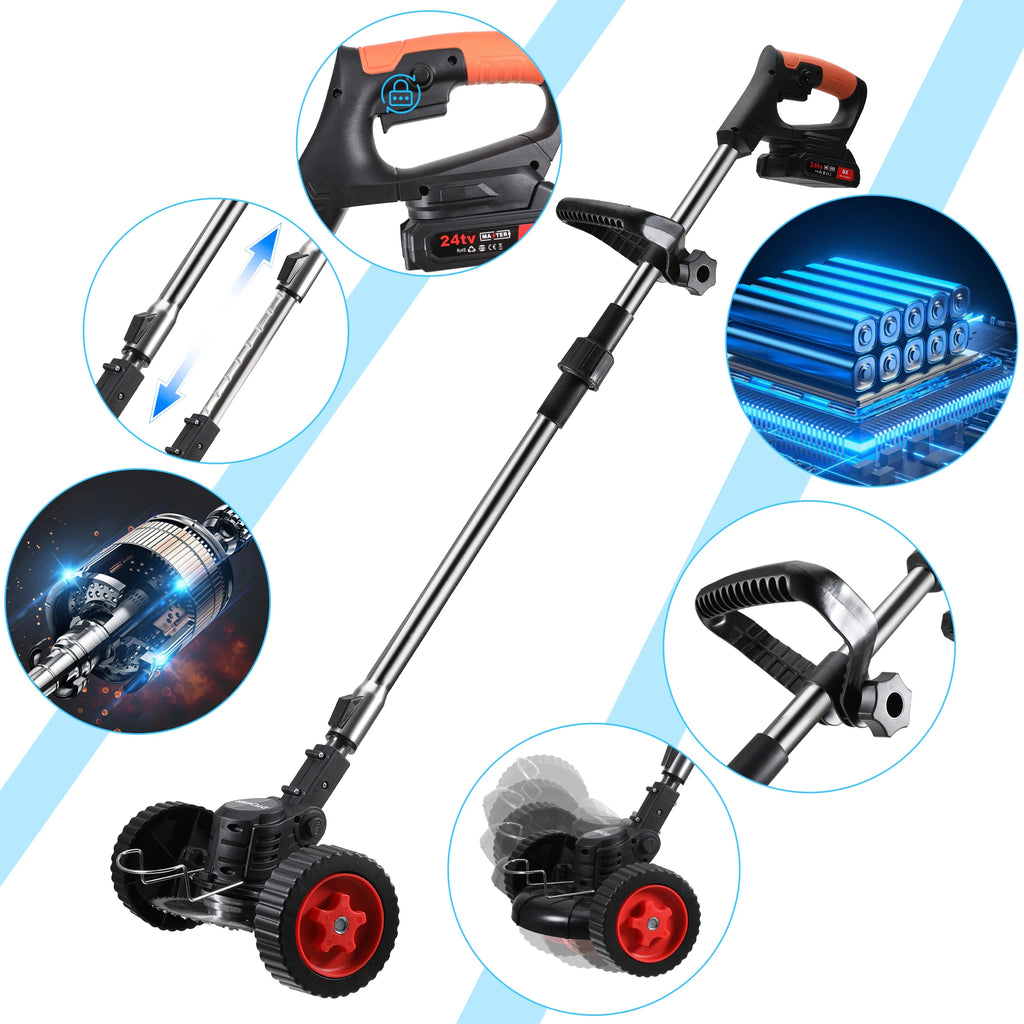 Electric Lawn Mower Cordless Grass Trimmer 21V 1300mAh Rechargeable Battery Fast Charger Power Electric Lawn Mower Garden Tools