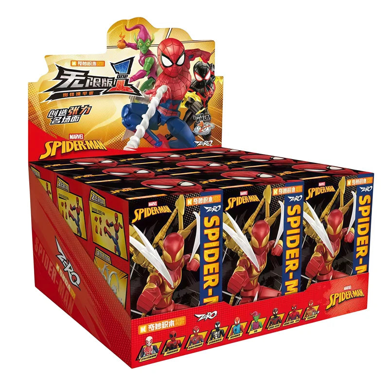 New Keeppley Spider-Man Iron Spider Scarlet Spider Miles Morales Anime Figure Building Block Blind Box Toys Kids Christmas Gifts