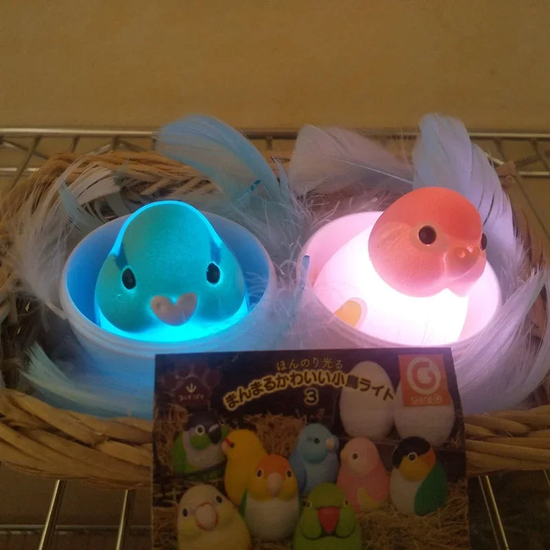 Chubby Glowing Bird Series Gashapon Toys Acacia Parrot White Java Sparrow Love Bird Q Verison Action Figure Model Ornament Toys