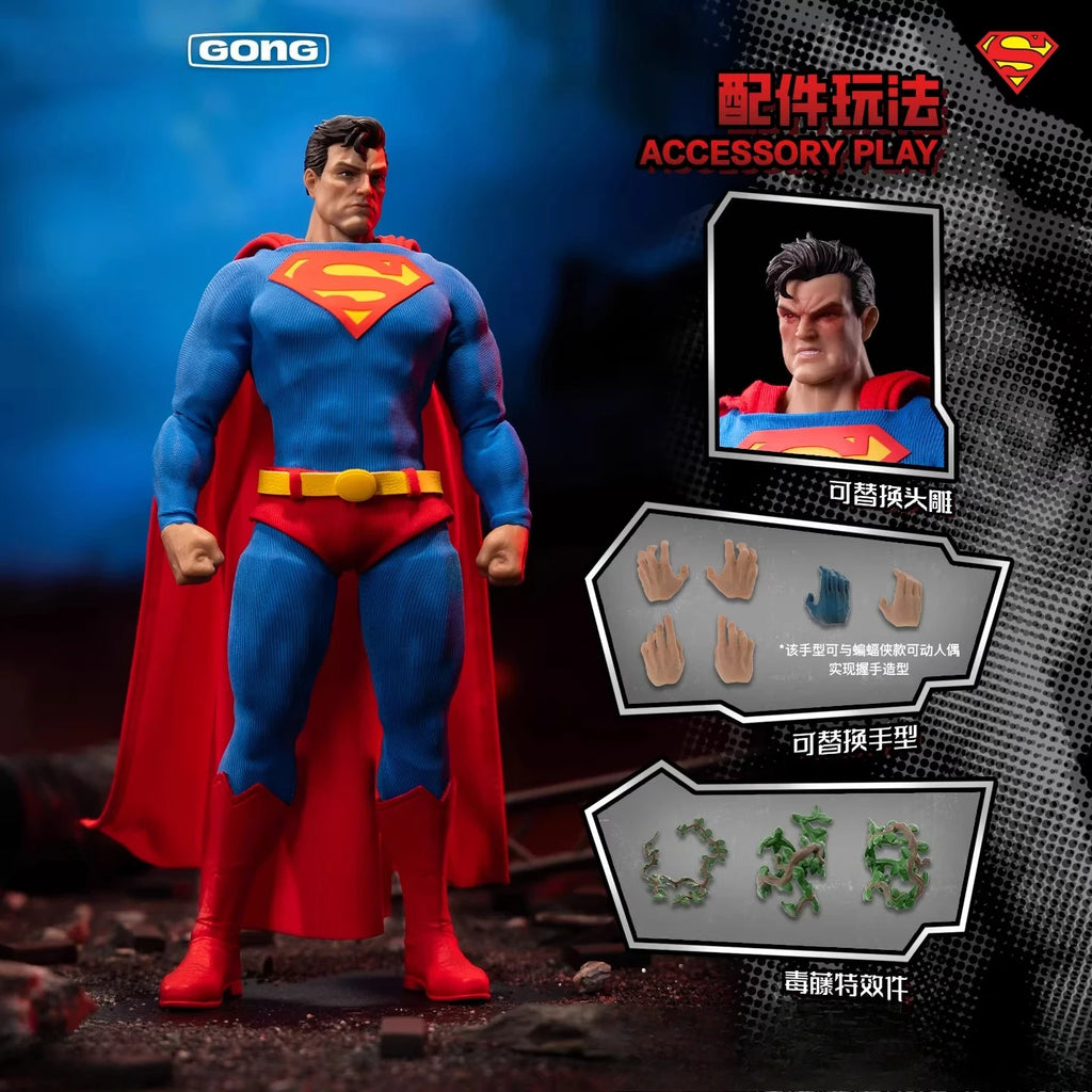 GONG Hush Superman 1/12 Action Figure Anime Doll Head Sculpture Commoner People Movable Joints Comic Collection Model Toys Gift