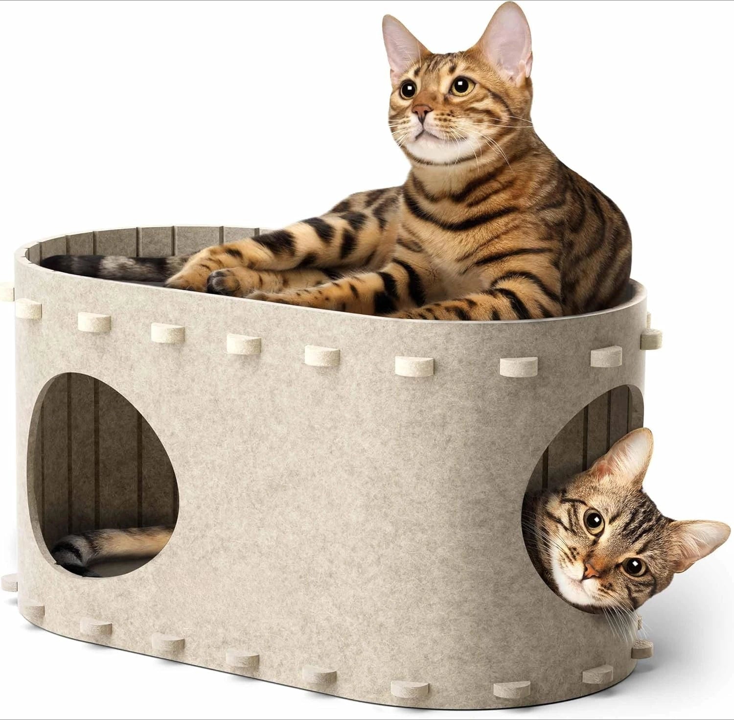 Cat House for Indoor Cats, Cat Bed Cave for Cats, Scratch Resistant Peekaboo Cat Caves, Foldable Cat Tunnel Enclosed Bed