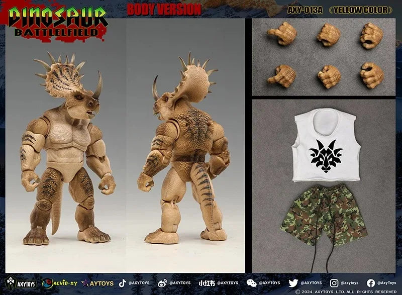 【In Stock】Original AXYTOYS AXY-011A AXY-012A AXY-013A AXY-014A Dinosaur Battlefield Horned Dinosaur 1/12 Action Figure Toy Model