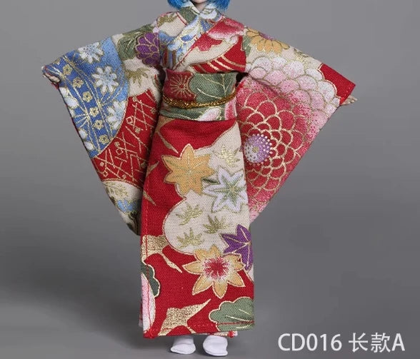 1/12 Scale Female Soldier Short Japanese Printing Kimono Dress Clothes Model for 12" Tbleague Phicen Body Accessories