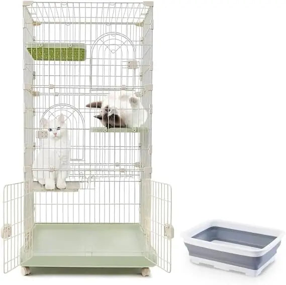 Cat Cages Indoor with Litter Box Included, 28.15 L x 18.5 W x 51.6 H, Large Indoor Cat Cage with 2 Opened Doors for Easy Litter