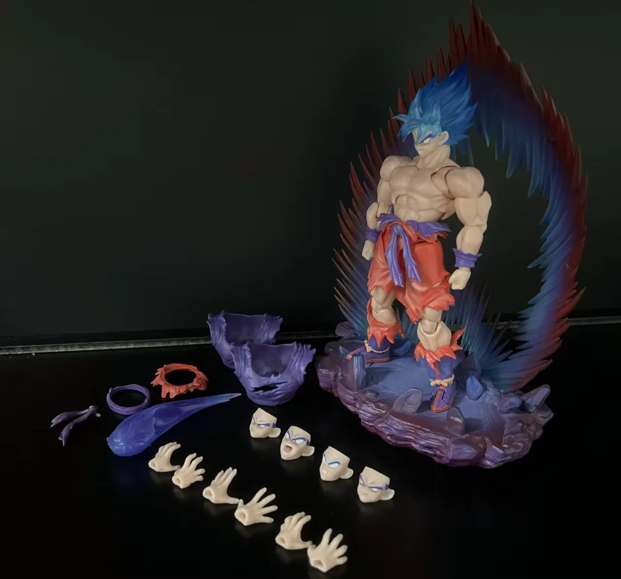 In Stock E&C Studio 1/12 Dragon Ball Z Shf Super Saiyan God Super Saiyan Son Goku Figure Kaio-Ken Anime Action Figures Toys Gift