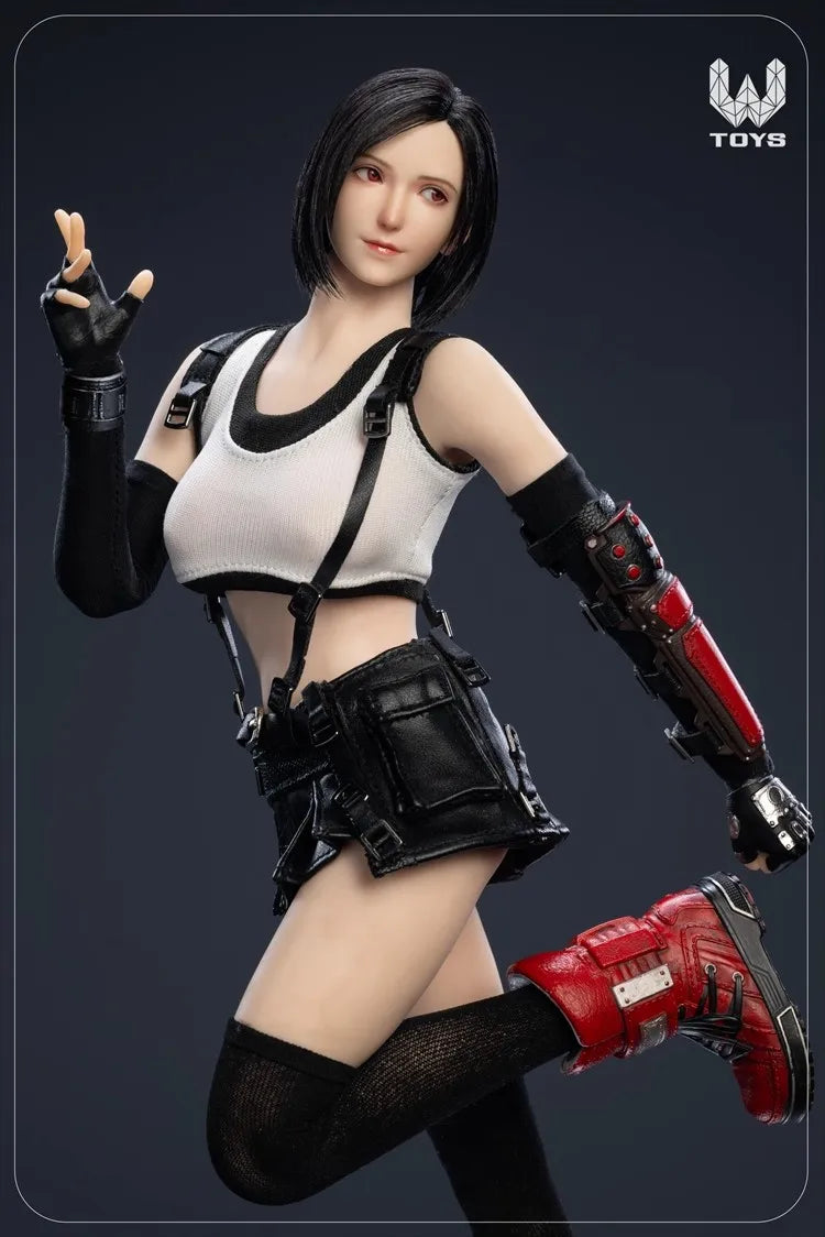 WTOYS 1/6 Scale Female Soldier Tifa Hair Transplant Movable Eye Head Carving Clothing Set Model Toy Accessories In Stock