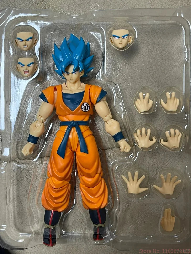 Original Bandai Shfiguarts Kakarotto Son Goku Anime Figure Toys Shf Super Saiyan Blue Hair Action Moveable Joint Pvc Model Toys