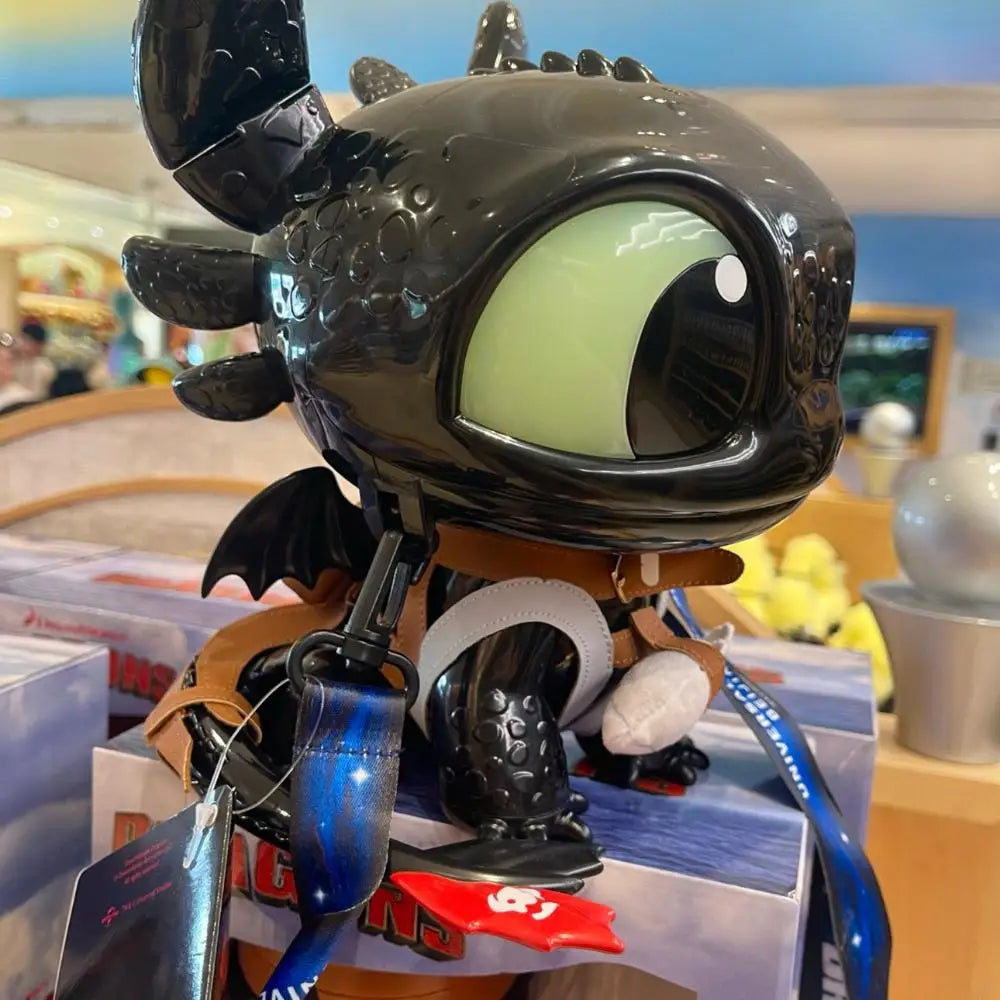 2025 Beijing Movie Park's Night Fury Storage Bin - A Black Dinosaur Ornament with Movable, Glowing Wings, Ideal for Souvenirs