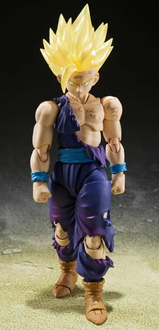 Stock Bandai SHF Dragon Ball Super Saiyan 2 Battle-Damaged Goku & Gohan Father-Son Kamehameha 1/12 Figure Model Collectible Gift