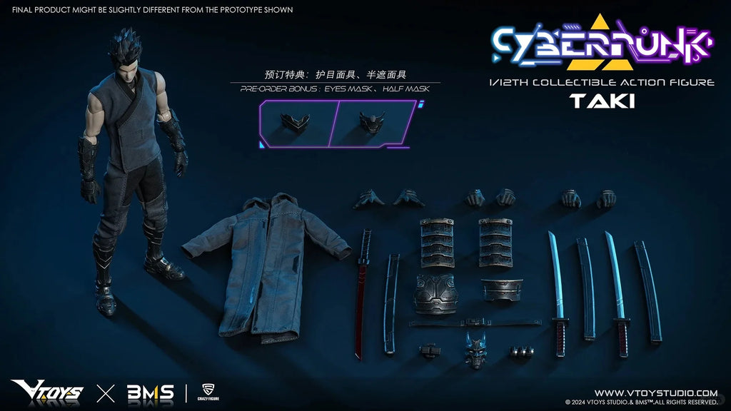Original 17cm Vtoys Vsd010 Cyberpunk Samurai Taki Action Figure Collectible Full Set With Accessories Movable Toy Pvc Model Gift