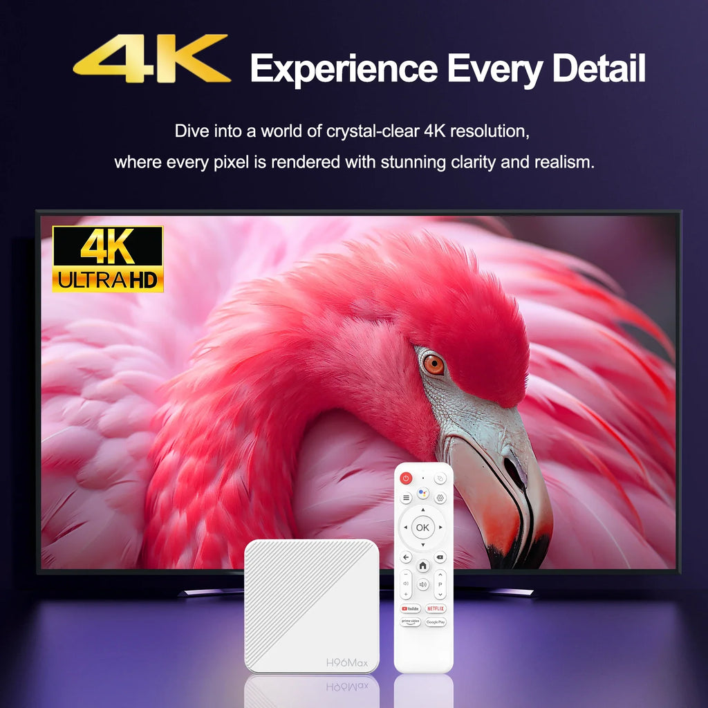 H96 MAX H313 TV Box Android 14 ATV TV Box 4K Video Set Top Box 100M LAN Wifi6 BT5.0 Voice Assistant Media Player TV Box 2GB 16GB
