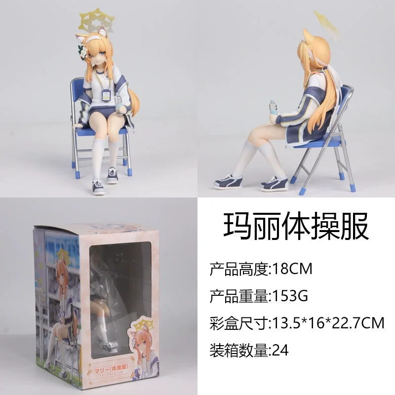 Anime Blue Archive Gymnastics Uniform Girl Iochi Mari Figures Model Toy Static Statue Action Figures Office Desk Ornament Gift