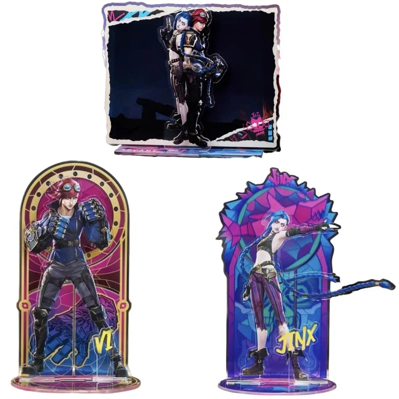 League Of Legends City Of Two Cities Jinx Vi Caitlyn Kiramman Sign Perimeter Cartoon Anime Figure Model Decoration Ornament Toys