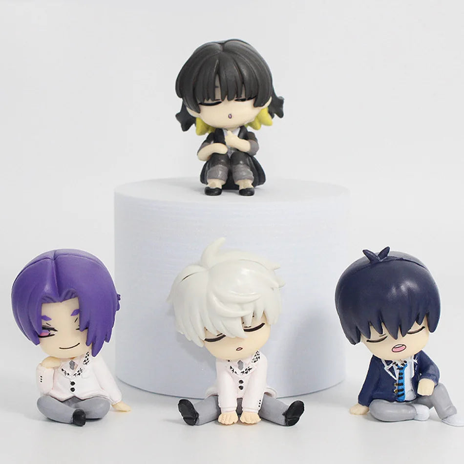 4pcs Blue Lock Gk Anime Figure Isagi Yoichi Bachira Meguru Shoulder To Shoulder Sleep Q-Version Kawaii Model Statue Kid Toy Gift